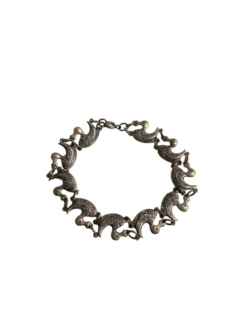 Vintage Sterling Silver Duck Link Bracelet 7-Inch 7.6g Made In Spain - Picture 2 of 9